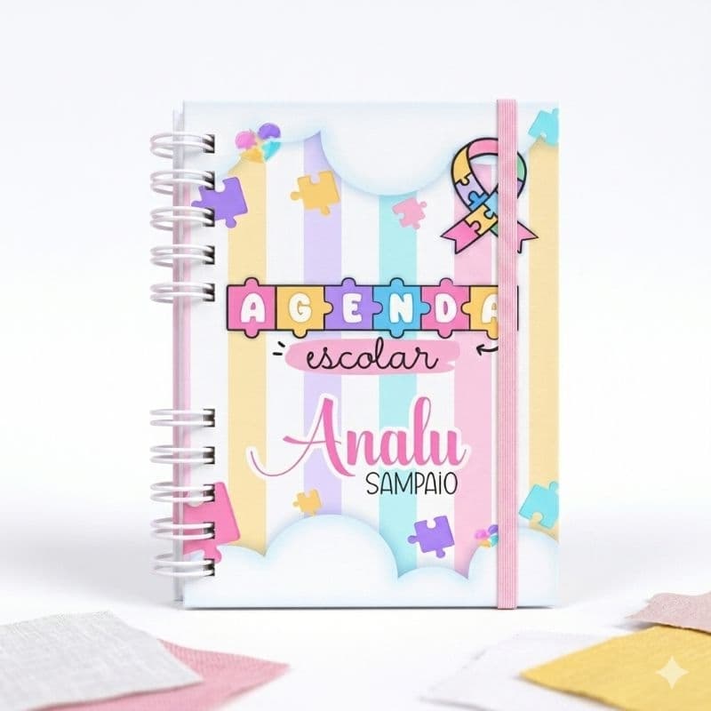 AGENDA ESCOLAR AUTISMO MENINO | MENINA CAPA DURA PERSONALIZADA COM NOMEE A5