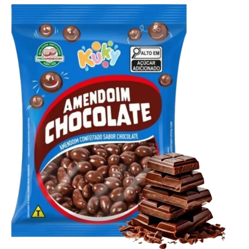 Amendoim Confeitado Sabor Chocolate Crocante Kuky 400g