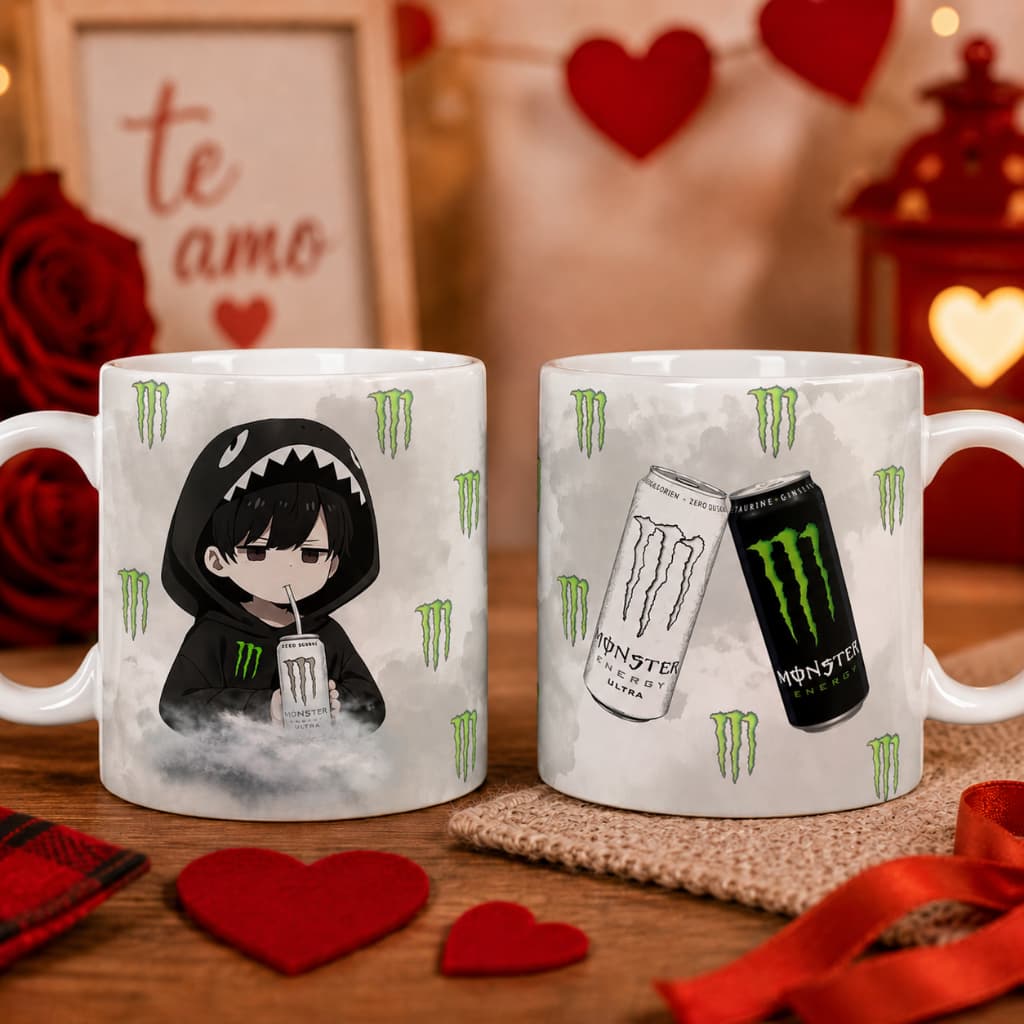Kit 2 Canecas Personalizada Casal Presente Dia dos Namorados Energético Monster