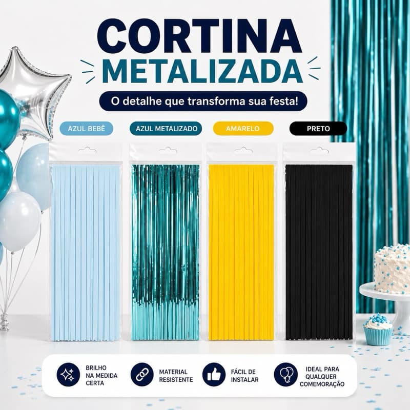 Cortina Metalizada para Festa – Brilho e Sofisticação na Sua Decoração