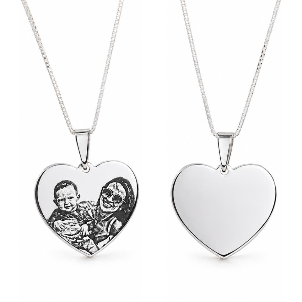 Pingente Colar Prata Personalizado Foto Frase Nome Gravação a Laser Presente Namorada Mãe Casal