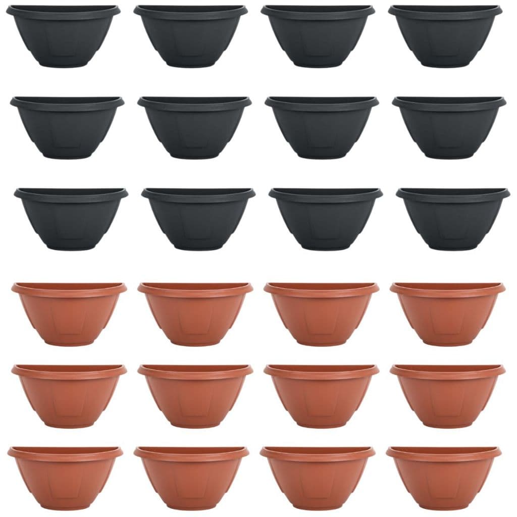 10 Vasos de Parede Meia Lua Arandela Cuia Jardim Plantas Decorativo Preto Terracota