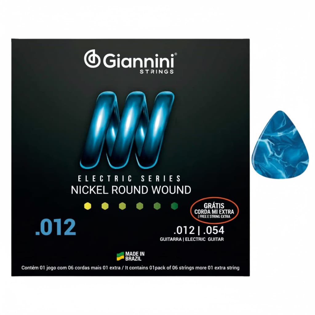 Encordoamento Giannini Guitarra 0.12 Nickel Com Palheta Brinde