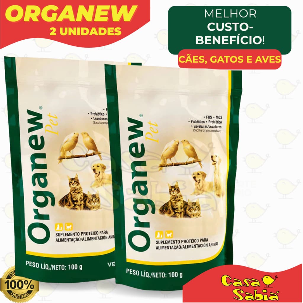Suplemento Organew Pet 100g Vetnil Original - Auxílio na Digestão e Produção de Vitaminas B