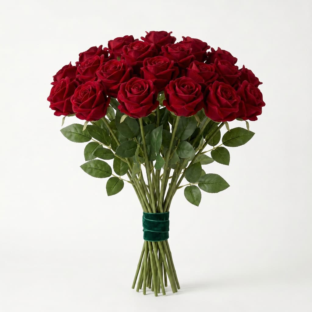 Kits de Botões de Rosa Artificial Aveludada Vermelha 50cm Buquê Decoração Presente Dia dos Namorados Dia das Mães Botão