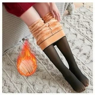 Meia Calça Feminina Peluciada Plus Size Translucida Lã Pelinho Térmica Com Pé