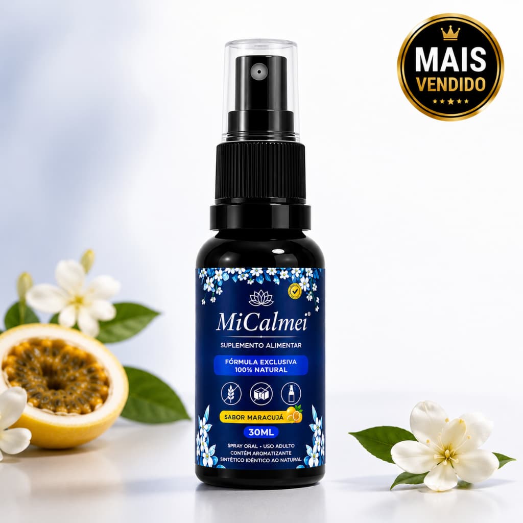 Spray Melatonina 30ml Maracujá Relaxamento Sono e Bem Estar MiCalmei
