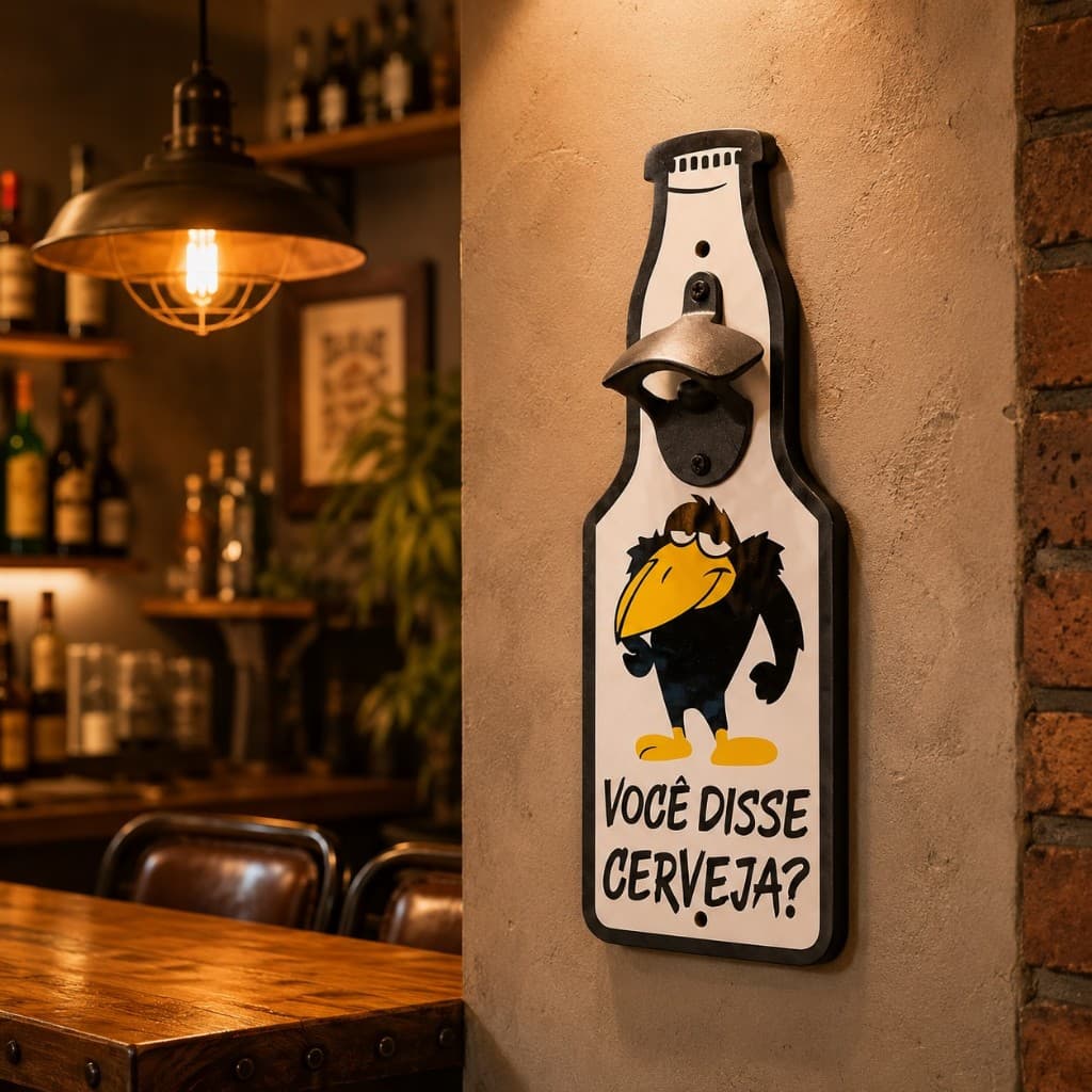 Abridor de Garrafas de Parede Formato de Garrafa Decoração Para Bar