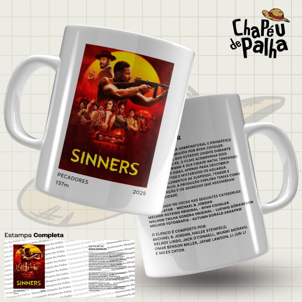Caneca Pecadores Porcelana 325ml – Filme Terror Sinners– Presente Cinefilo