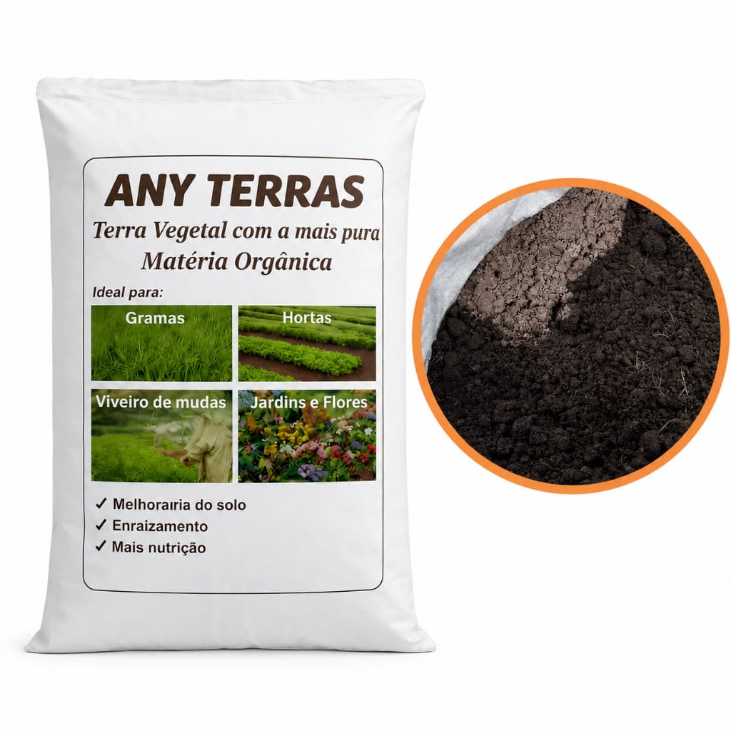 Terra Vegetal Adubada Preta -2kg, 5kg e 10kg - Com Adubo Composto Organico