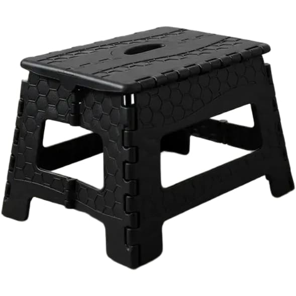 Banqueta Dobrável Plástico Resistente Multiuso Casa Cozinha Camping – Preto