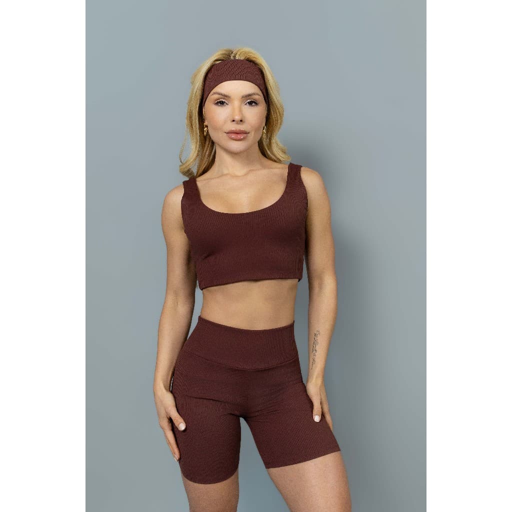 Top Academia Feminino Helena Canelado Comfort Rib Fitness Sustentação Gatta Move