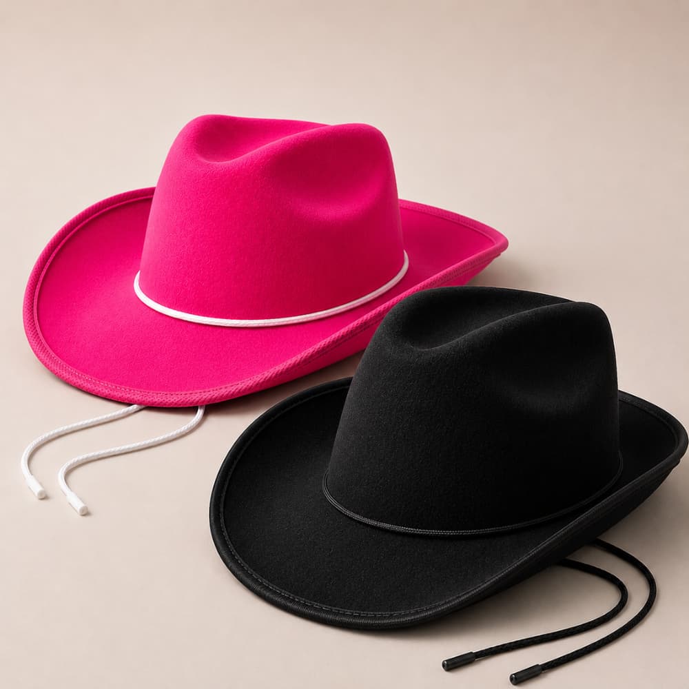 Chapéu Feminino Masculino Country Texas Preto ou Rosa Boiadeira Cowgirl Cowboy Rodeio Sertanejo Barretos Unissex