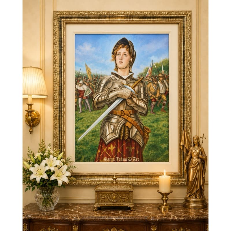 Quadro Joana D`Arc  – Quadro Resinado – 40x50 – Moldura Dourada