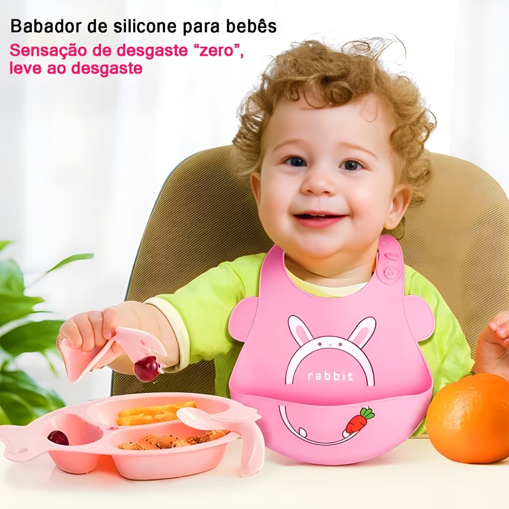 Babador De Silicone Com Desenho Animado 3d À Prova De Vazamentos Fácil De Limpar Um Ótimo Auxiliar Nas Refeições