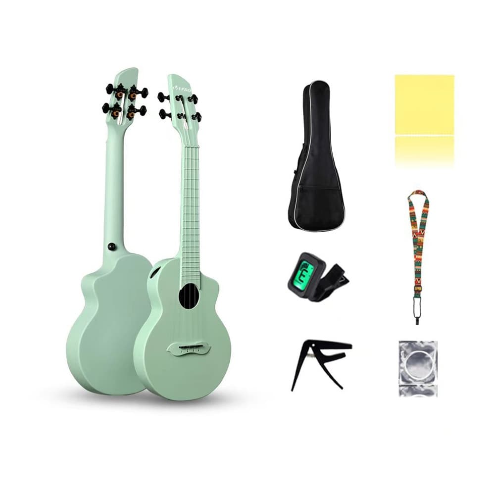 Conjunto de ukulele de viagem VEDO Concert de 23 polegadas em fibra de carbono, incluindo mochila, alça de ombro, clipe