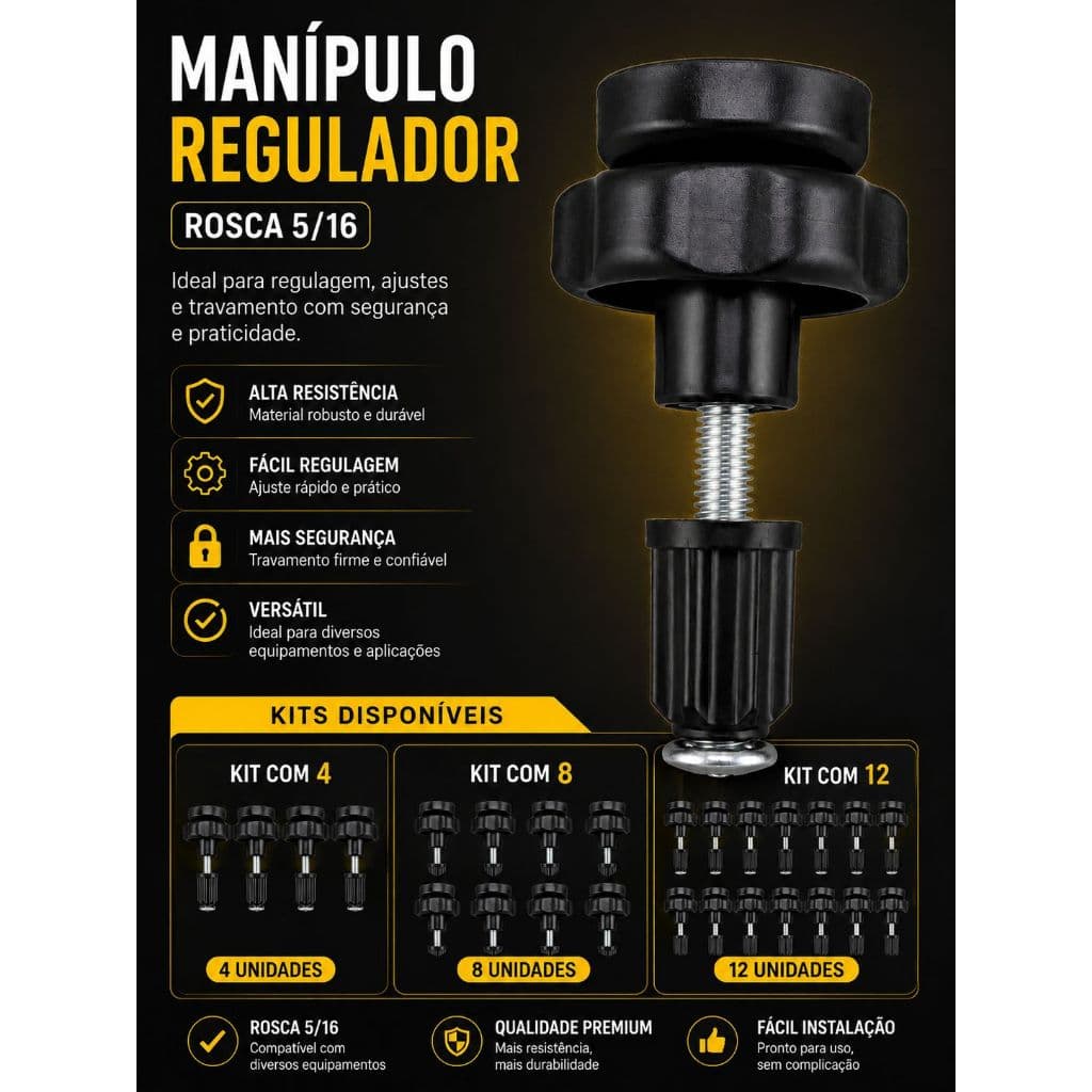 Manipulo Regulador Rosca 5/16 - Kit Com 4, 8 ou 12 Unidades