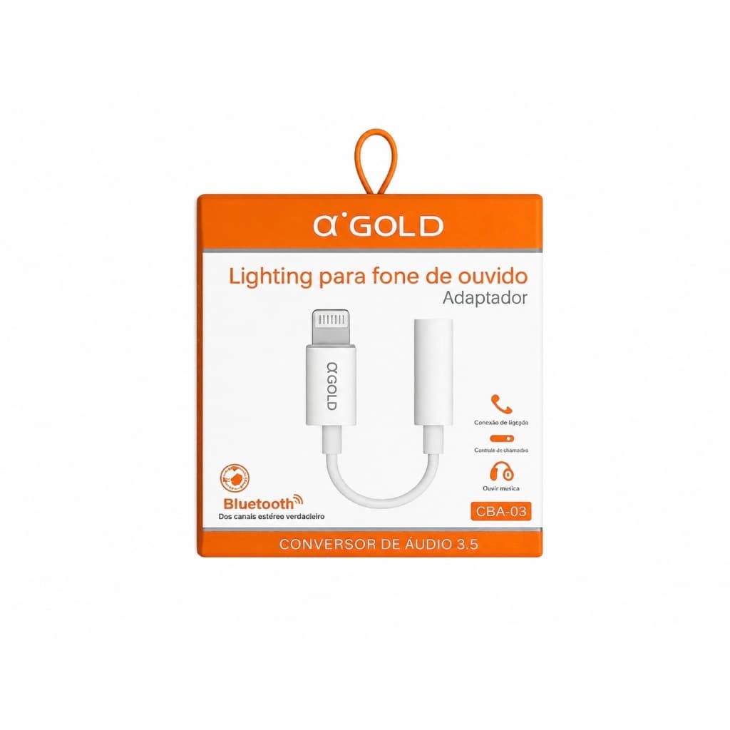Adaptador Lightining Iphone para P2 3,5mm para áudio A'Gold
