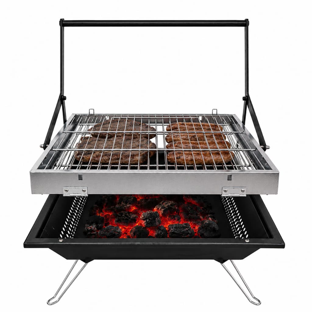 Churrasqueira Portátil A Carvão Grelha Giratória 360° Grill Para Camping Quintal