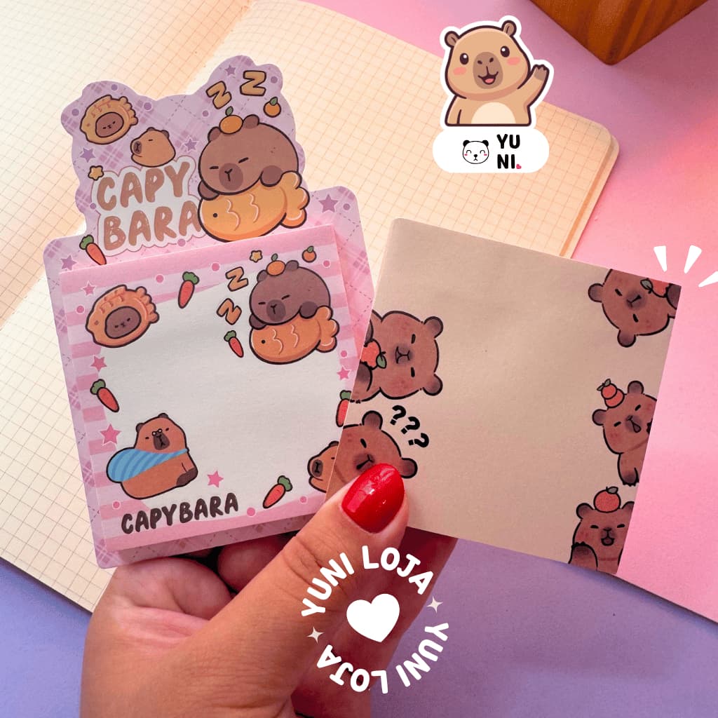 Notas Adesivas De Capivara - Blocos De Fofos Para Estudantes - Post it Capivara