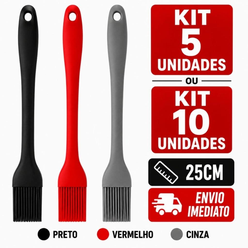Pincel Culinário Silicone Grande 25cm Utensilios De Cozinha Confeitaria Untar Forma Assadeira 5/10