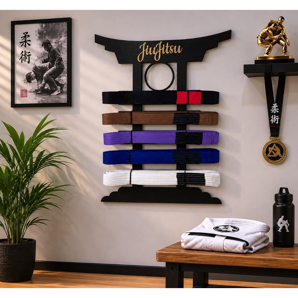 Porta Faixas Preto Jiu Jitsu Personalizado 1402