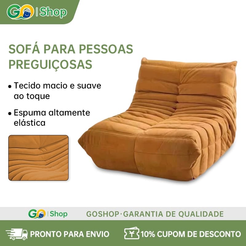 Sofá Puff Veludo Ergonômico - Conforto Supremo, Apoio Lombar e Cervical, Grande Almofada, Poltrona Descanso