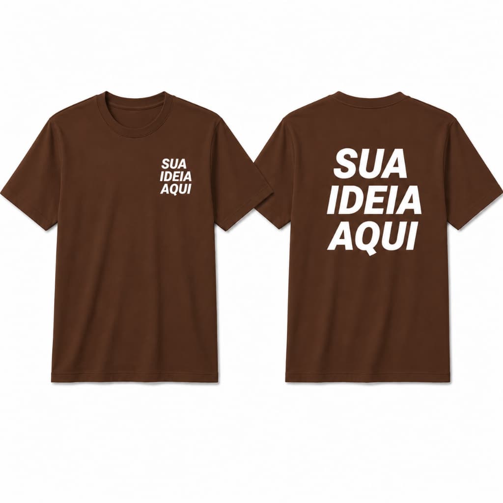 **Camiseta Básica Personalizada – Sua Ideia Aqui | Estampa Frente e Costas | 100% Personalizável**