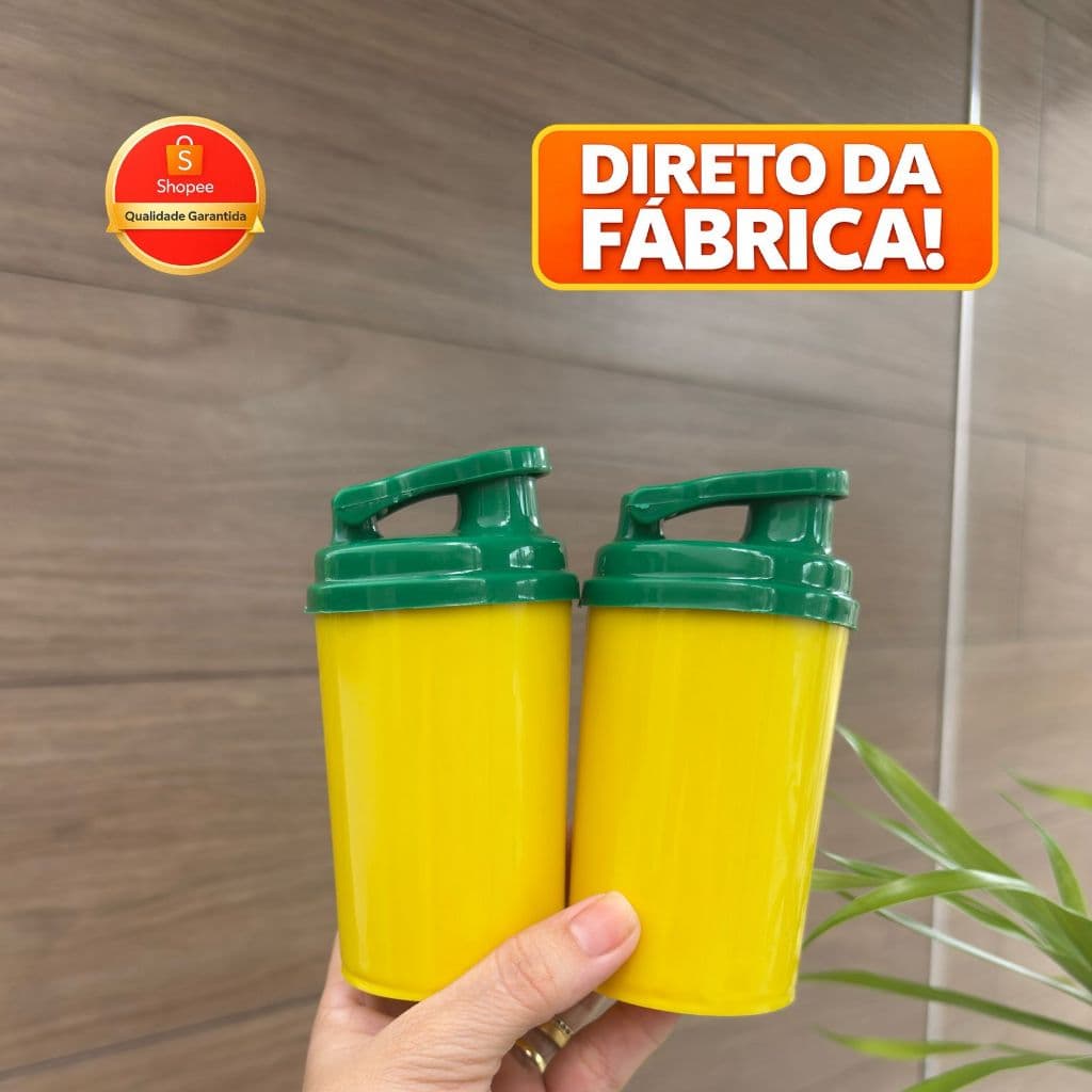 🇧🇷 KIT 12 Copo Mini Squeze 200Ml Copa do Mundo   - Copo com Tampa Squeeze/Coqueleteira 200Ml  - EDIÇÃO ESPECIAL BRASIL
