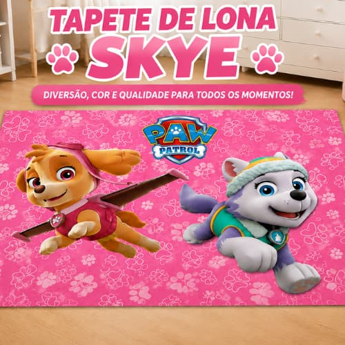 Skye Patrulha Canina Tapete Antialérgico Lona Decoração Quarto Infantil Ryder Skye Rubble Rock Zuma, Marshall Chase Dese