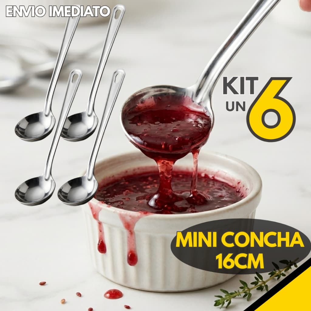 Kit 6, 5 ou 3 un - Mini Concha De Aço Inox 16cm Fondue Geleia Caldas Cozinha Gourmet