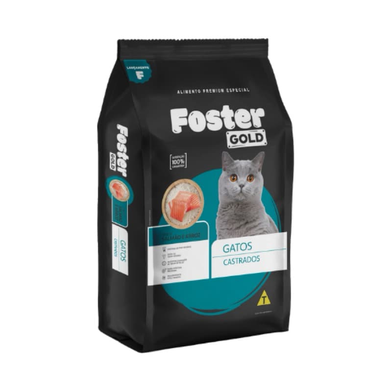 Ração Foster Premium Gold Para Gatos Castrados Sabor Salmão 10,1kg
