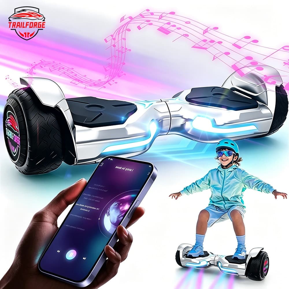 TRAILFORGE Hoverboard Overboard Infantil Skate Elétrico 6.5"com luz e música Presentes para crianças