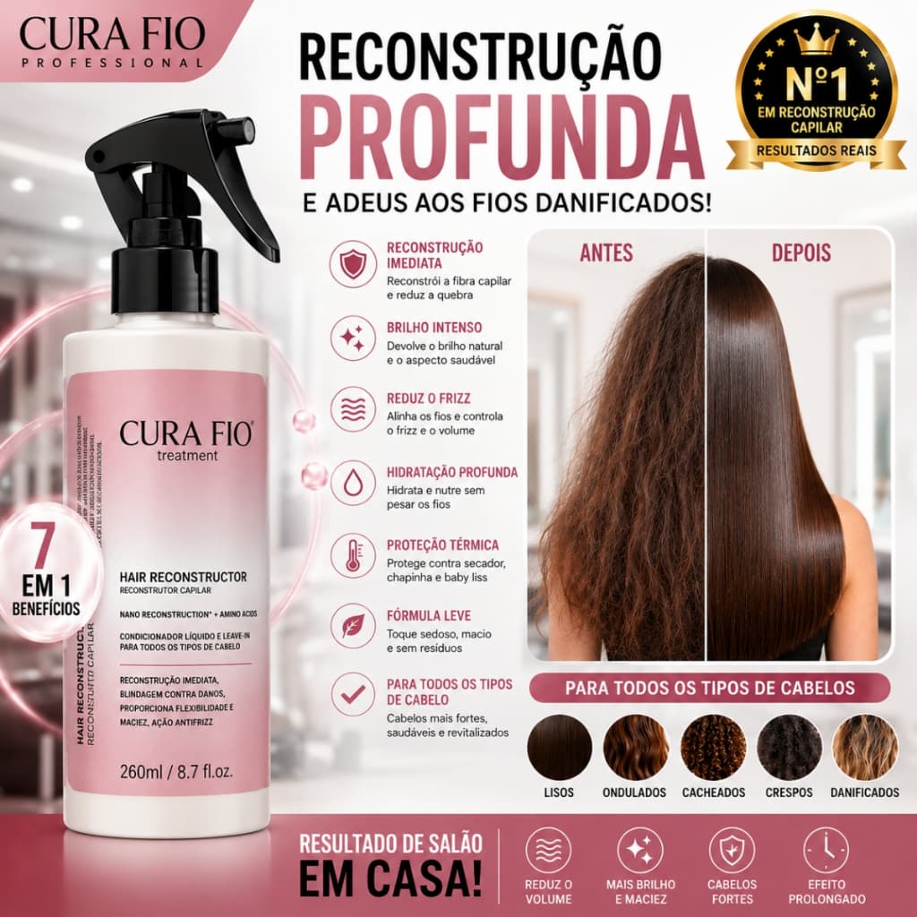Uso Obrigatório Cura Fio Hair Nano Reconstructor - 260ml (Amino Acids Leave-In)