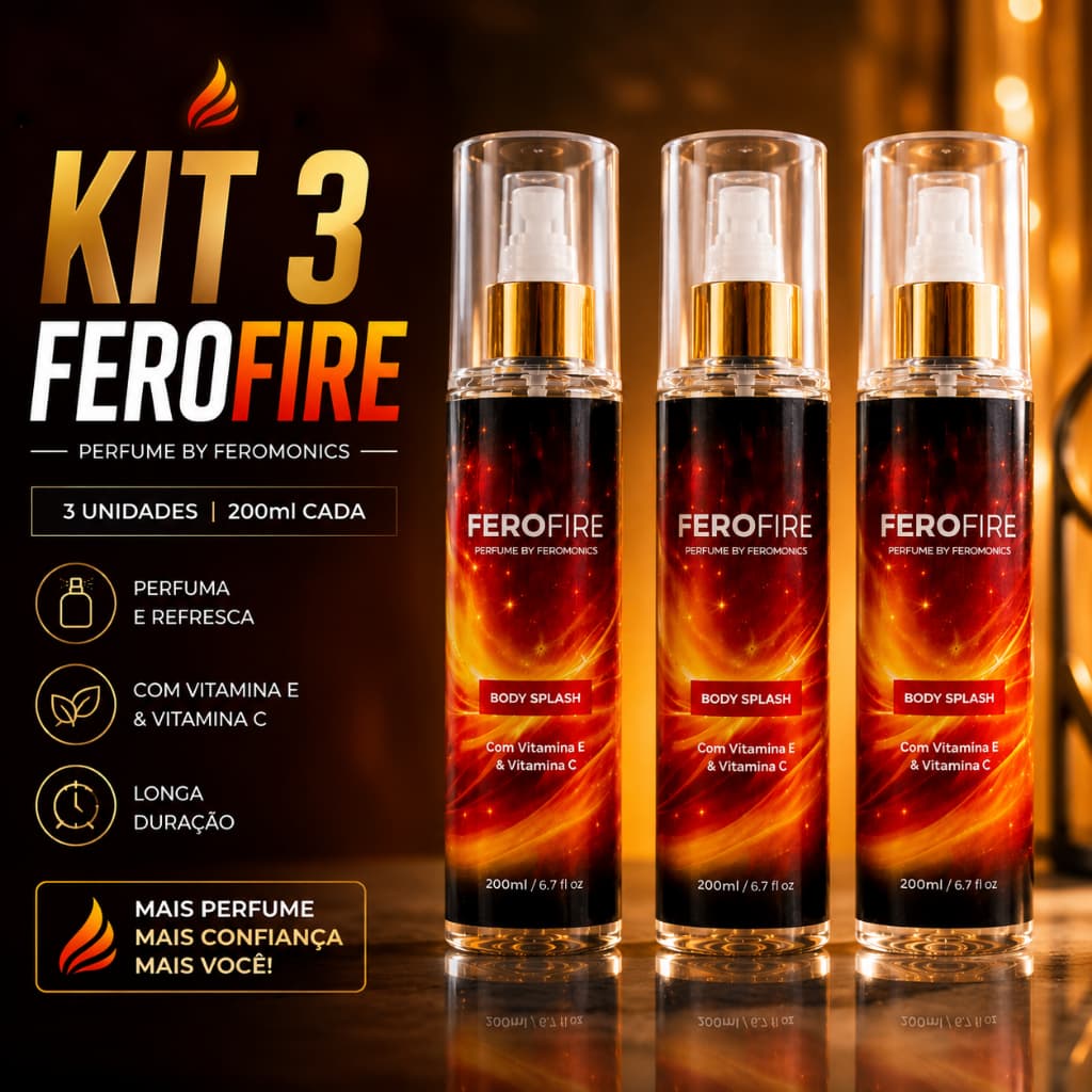 Kit 3 Body splash ferofire com feromonios o primeiro no brasil com 200ml