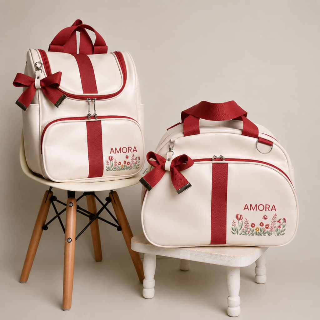 Kit Bolsa Maternidade Com 02 UNI  -Impermeável e Térmica- Personalizado Com O Nome Do Seu Bebê- Amora Babyy