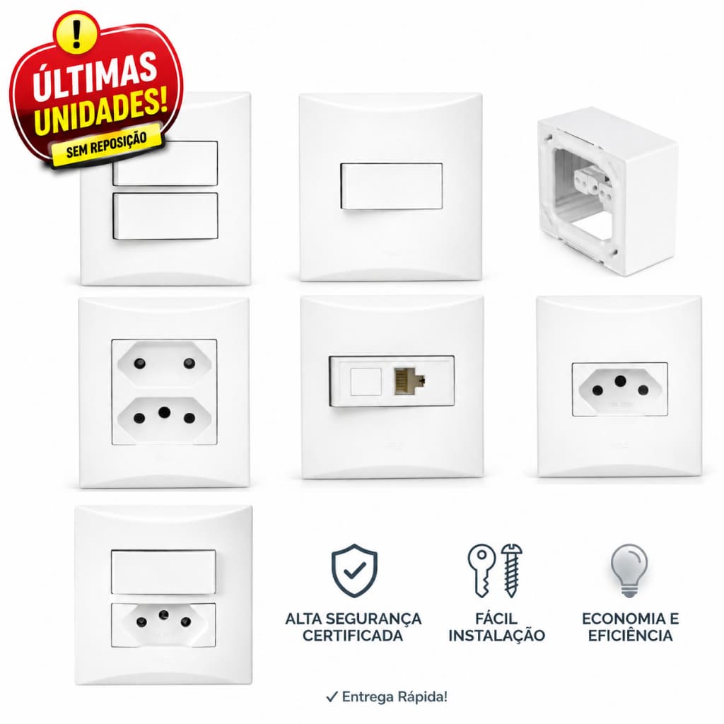 Interruptor Tomada Sobrepor 10a 20a Sistema X 4x4 Queima de Estoque Saldão