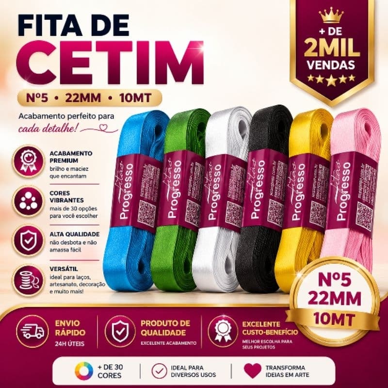 Fita de Cetim Progresso Nº5  22mm 10metros