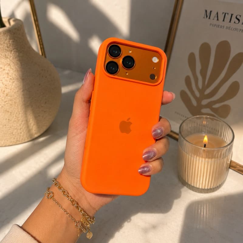 Case capinha laranja neon premium aveludada por dentro iPhone 17/17 pro 17Air/ 17 pro Max