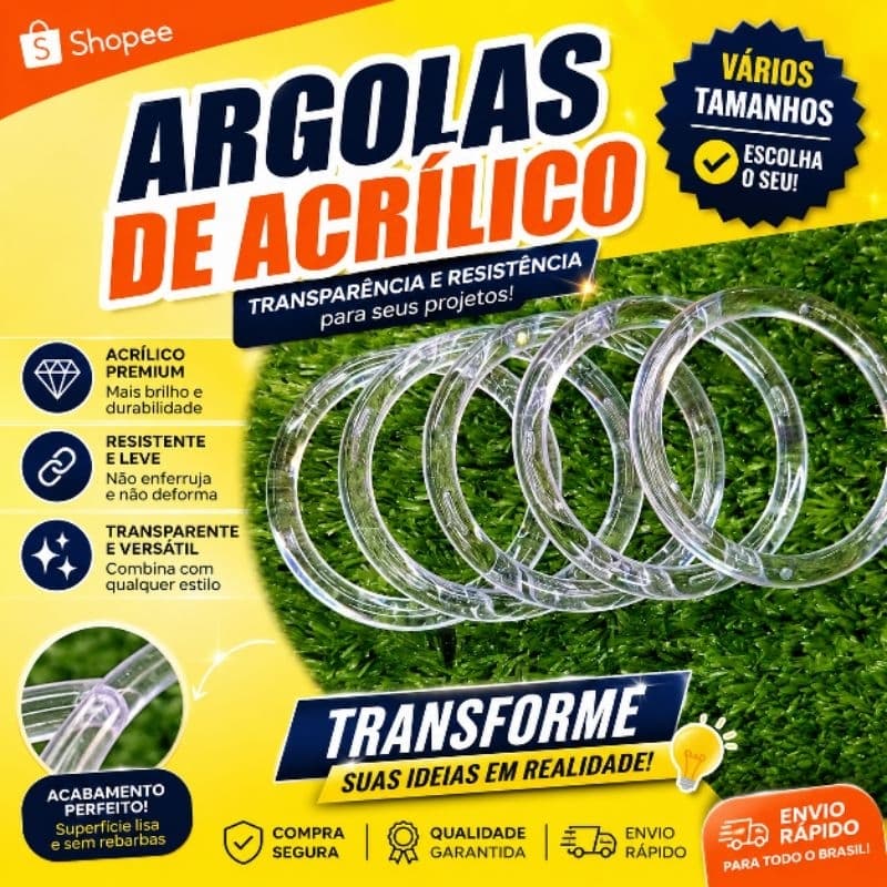 Argolas Acrílica Diversos Tamanhos RITAS