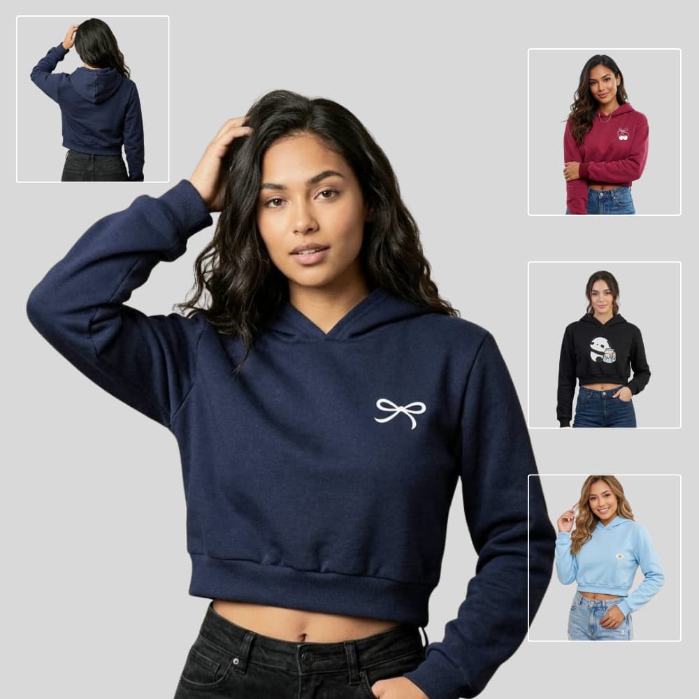 Moletom Cropped Feminino com Capuz e Estampas Variadas – Conforto, Estilo e Modernidade