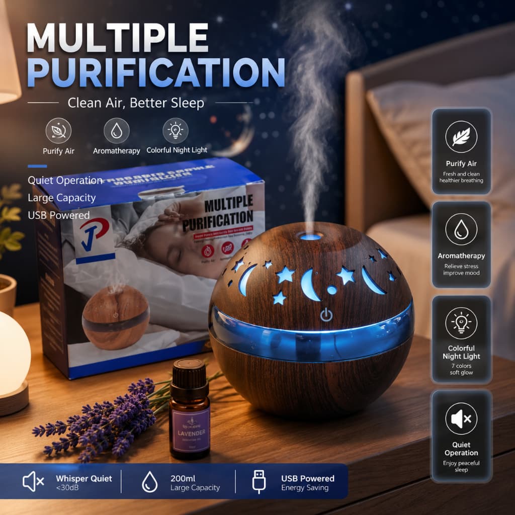 Difusor De Aromas Led Aromatizante Ultrassônico Umidificador