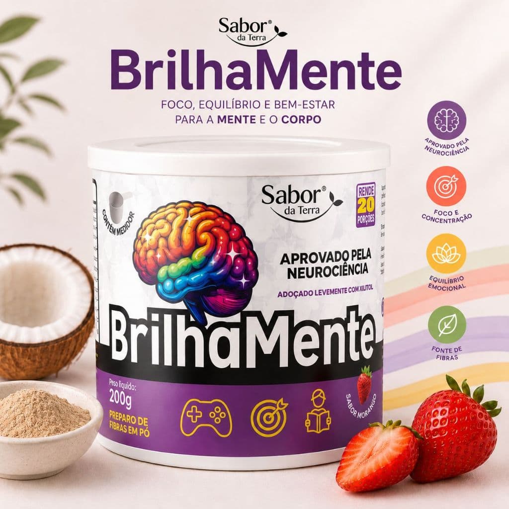 BrilhaMente Amor da Terra 200g | Foco Concentração Equilíbrio Mental | Morango