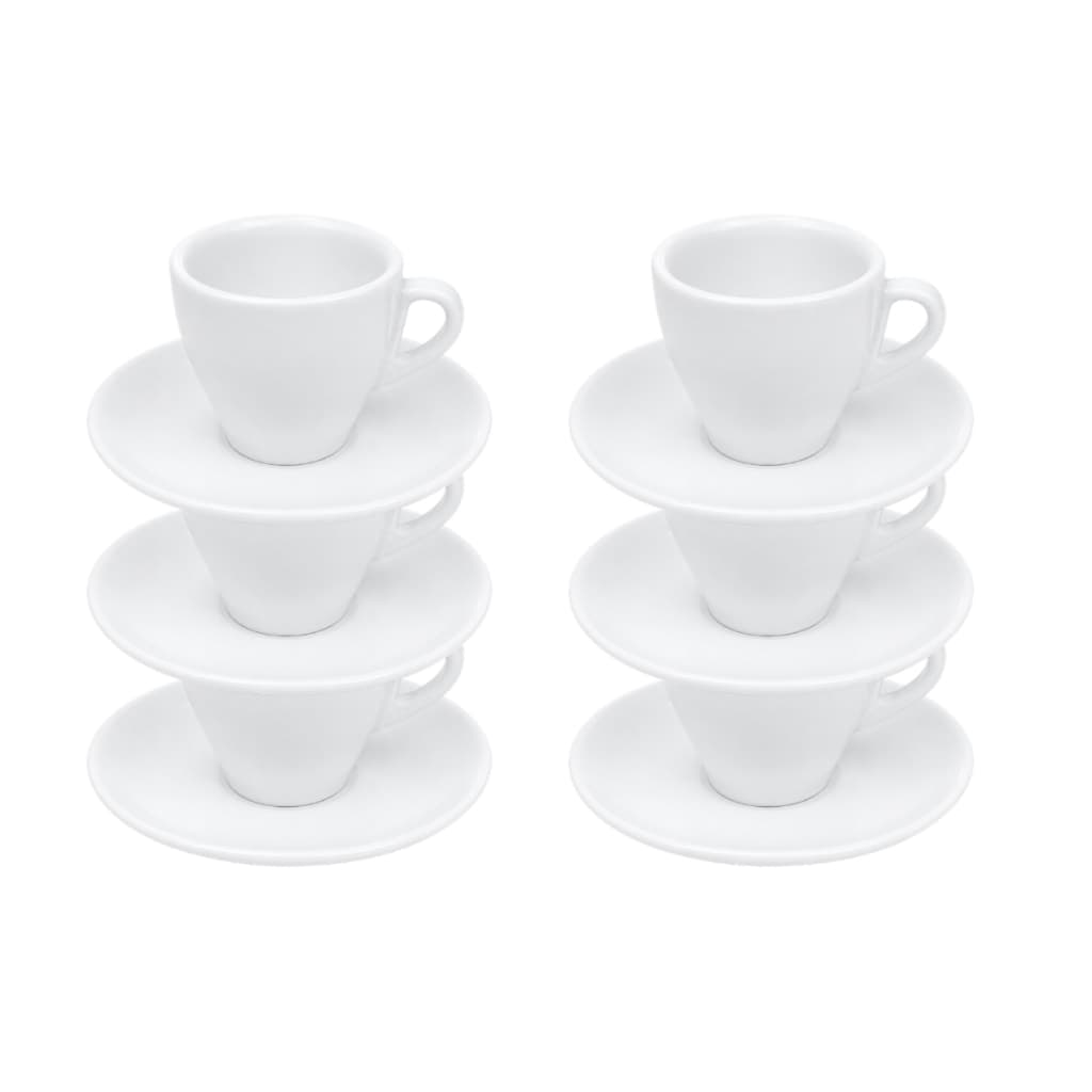 Kit 6 Xícaras de Chá com Pires 150ml em Porcelana Branca - Saldo De Fábrica