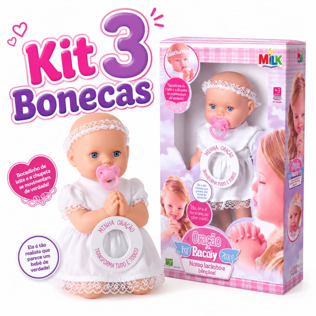 Kit Bonecas que Reza Pai Nosso Oração Brinquedo Boneca com Chupeta Boneca Tipo Boneca Reborn