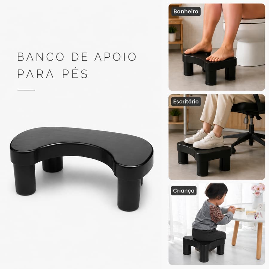 Banquinho Apoio para Pés Banco de Cócoras Vaso Sanitário Multiuso