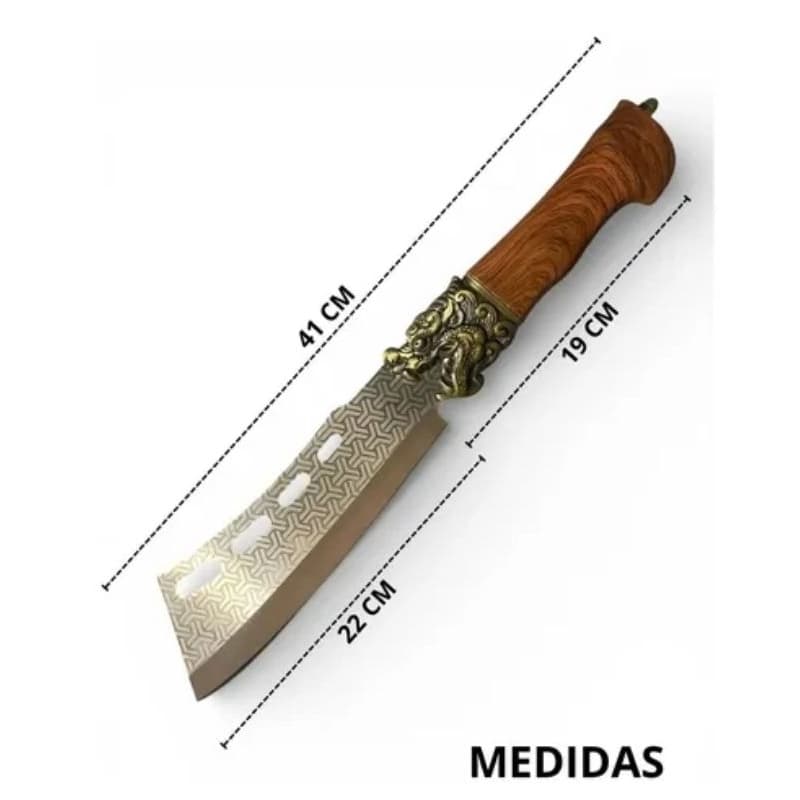 Cutelo Dragão Profissional Ultra Afiada Cabo Madeira Cozinha
