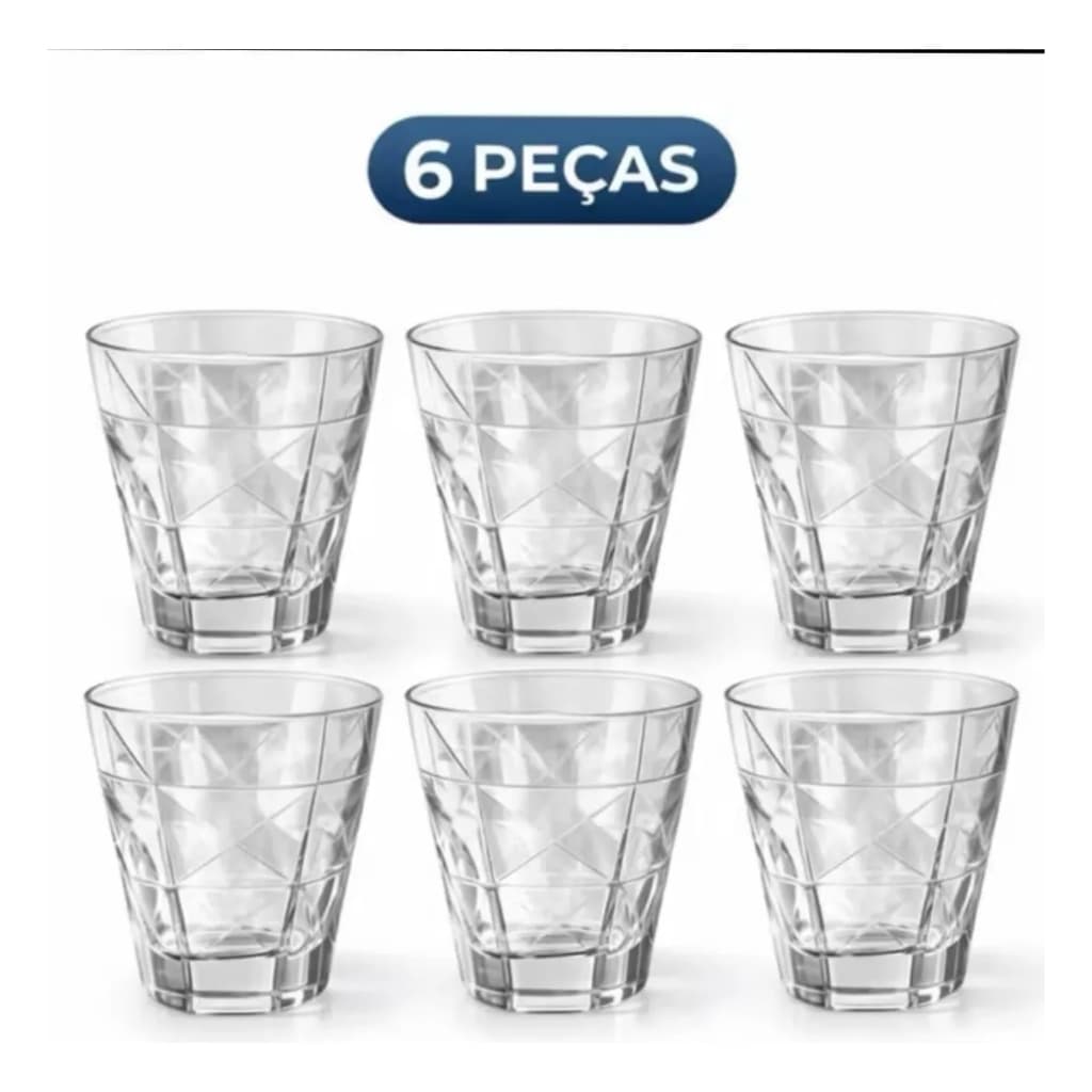 Kit 6 Copos De Vidro 330ml Dumiat Copo Para Cozinha