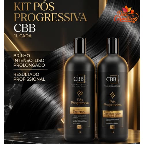 Shampoo e Cond. 1L Pós Progressiva CBB Cosméticos-Reconstrução e Prolongamento do Efeito LISO