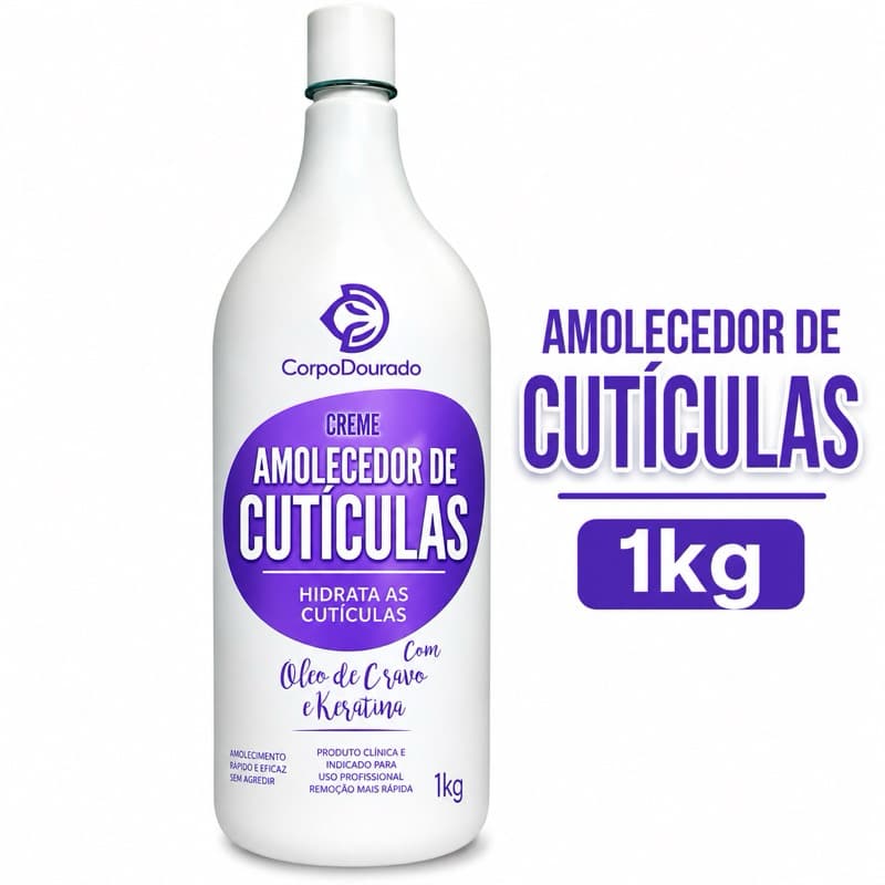 Amolecedor Cutícula Corpo Dourado Óleo Cravo Keratina 1000ml Removedor 1kg Cutículas